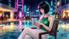 ナイトプール ― 夜風とネオンの残響