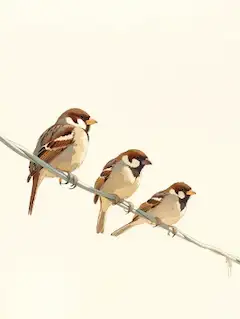電線にスズメか三羽とまってた