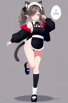 猫耳メイドのキュートなポーズ(スカートが小さいので投稿)