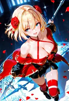 薔薇の魔法陣で輝く赤き戦乙女