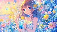 星と花が舞う夏の魔法のひととき