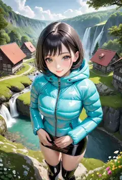 滝のある村