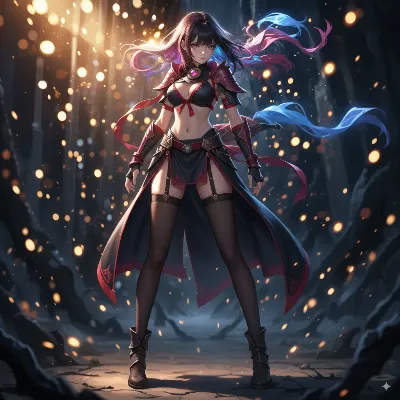 闇夜に輝く彩髪の戦士