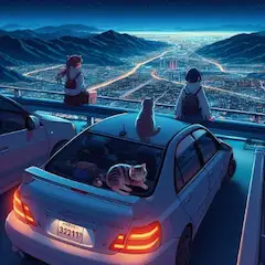 ドライブで夜景を