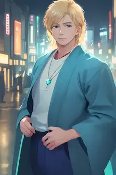 夜の街で待つ青い秘密の使者