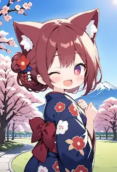 富士山と梅の花