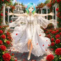 バラ園の少女