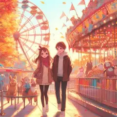 夫婦と遊園地