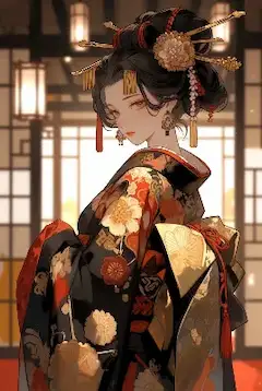 宵闇に咲く華やかな花魁