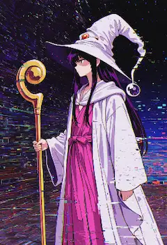 星降る夜に魔法の杖を持つ少女