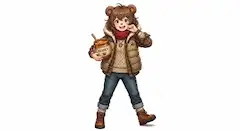 生前人間に大事にしてもらえた”テディベア”人形は冥界で付喪神星人に命を与えられ無事に九十九神の精霊の一人になれたようです。&”テディベア”柄や模様の練習用競泳水着。