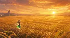 黄金の麦畑に沈む夕陽の約束