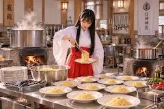 竈殿で用意する神饌パスタ