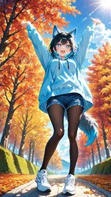 🐺 青空の日 〜ウル子、秋空に大はしゃぎ〜🍂