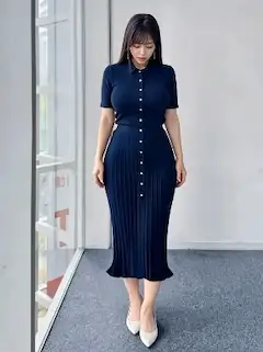 むちむちの脚を隠させないマキシワンピ