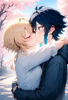 別れの時に蛍の突然のキスに驚くウェンティ