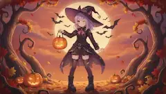 満月の森で微笑む小さな魔女