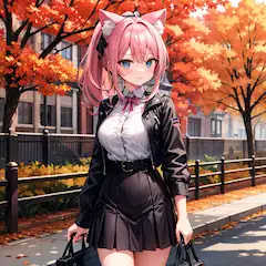 秋コーデ猫娘