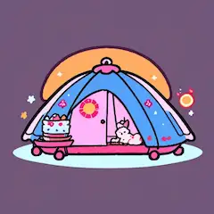 月夜のテントでケーキタイム
