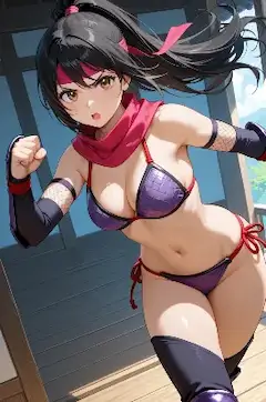 紫装束の女忍者疾走