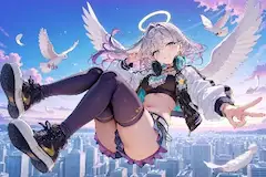 天使の翼で空を舞う