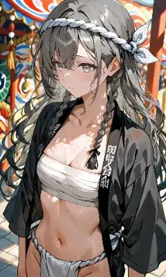 灰色髪ロング　褌