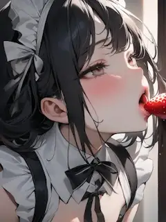 苺を舐めるメイド