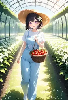 いちご狩りをするひまり