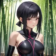 竹林の謎めいた黒髪美女