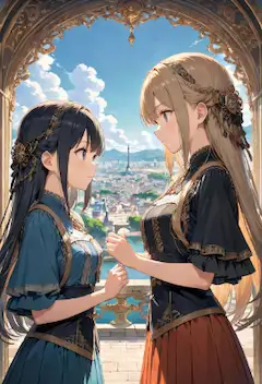 見つめ合う姉妹