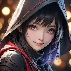 紫の瞳を持つ hooded 少女