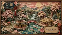 月夜に舞う桜の静寂なる庭