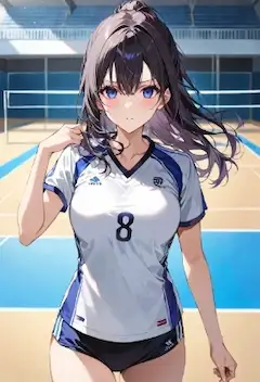 試合前、真剣な表情の女子バレー選手
