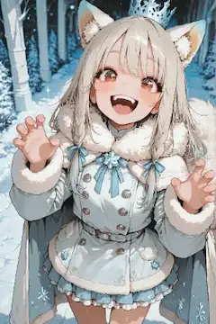 「がおー」と威嚇するオオカミお嬢さん