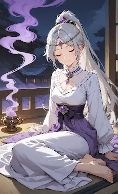 月夜の紫煙に揺れる巫女の幻夢