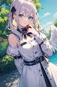 林檎を持ってる女天使