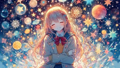 星屑の夢に包まれた少女の微笑み