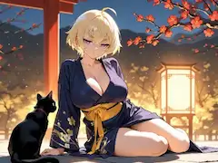 「梅花と黒猫と」🐈‍⬛😒