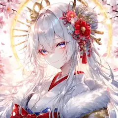 桜に舞う白銀の神女