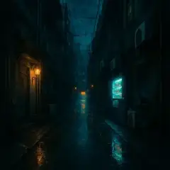 雨夜の路地に潜む秘密の光
