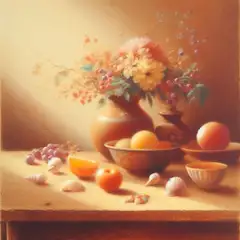 花瓶と果物