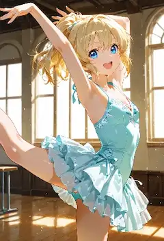 陽光に輝くバレエ少女の笑顔