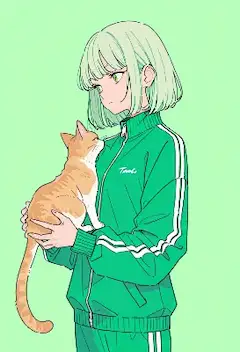 緑髪少女と猫の秘密の散歩