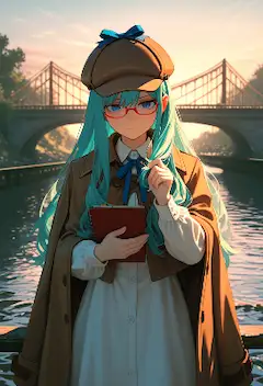 夕暮れの橋で謎を綴る探偵少女