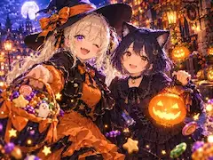 魔女と猫耳の甘いハロウィン