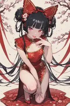 桜の下の猫耳少女