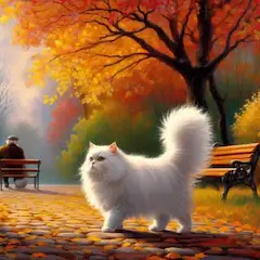 紅葉と猫