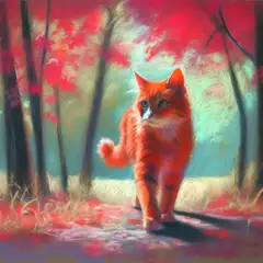 紅葉と猫