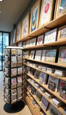 棚に並ぶポストカード(アートミュージアムの売店)