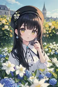 少女と花